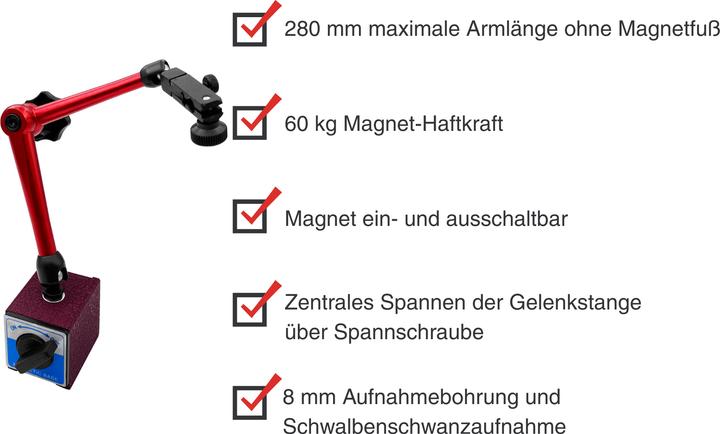 Produktbild Paulimot Messstativ mit Magnetfuss und Zentralklemmung (28 cm)