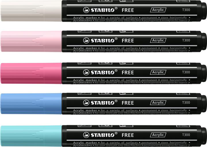 Immagine prodotto STABILO Creatore di acrilico GRATUITO (Pink, Azzurro, Nero, Bianco, 3 mm, 5 x)