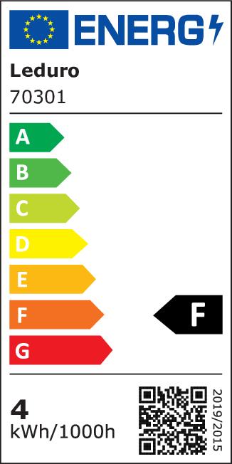 Energie-Label Leduro LED FILAMENT spuldze CL E14 4W (E14, 4 W, 400 lm, 1 x, F)