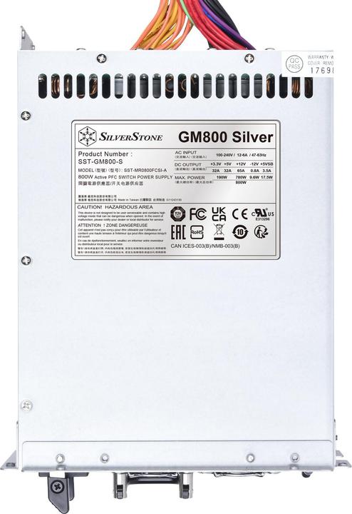Actual product image Silverstone SST-GM800-S - CYBENETICS Silver 800W+800W mini redundant power supply (800 W)