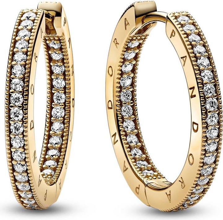 Pandora Logo & Pavé Hoop (Vergoldet, Metall)