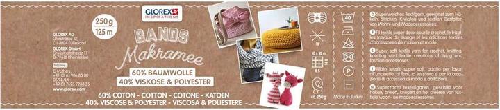Image du produit Glorex Bandes de macramé en laine 250 g, noir (125 m)