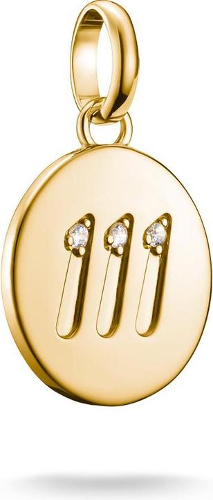 Thomas Sabo Charm-Anhänger Engelzahl 111 mit Steinen Connect vergoldet (Silber 925)