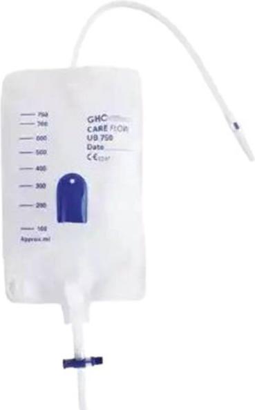 GHC Urine bag CAREFLOW 750ml 10cm return valve T-drain non-sterile 10 pcs.