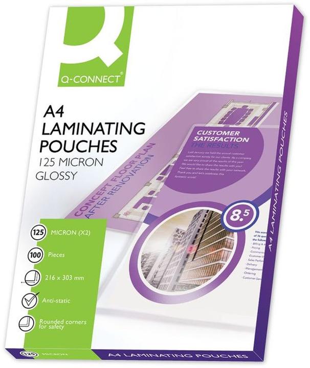Immagine prodotto Q-Connect Pellicole di laminazione lucide (A4, 100 Pezzo/i, 125 µm)