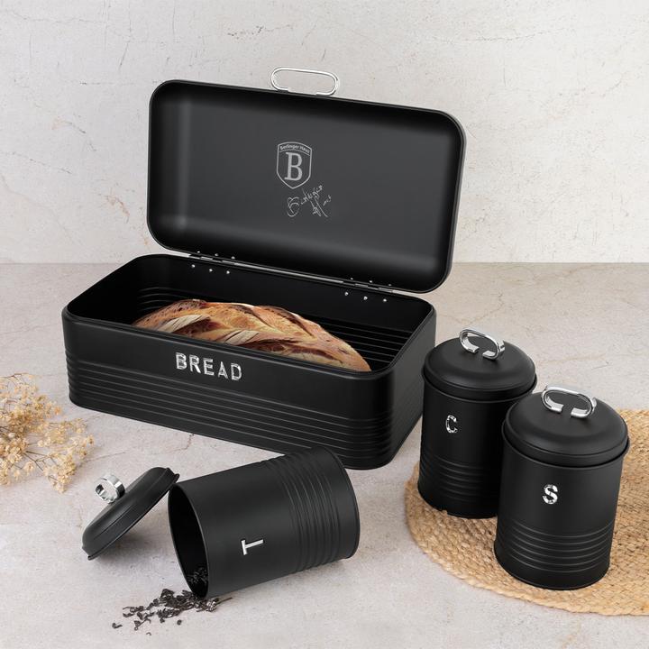 Produktbild BerlingerHaus Brotkasten und Küchendosen-Set, schwarz-silber
