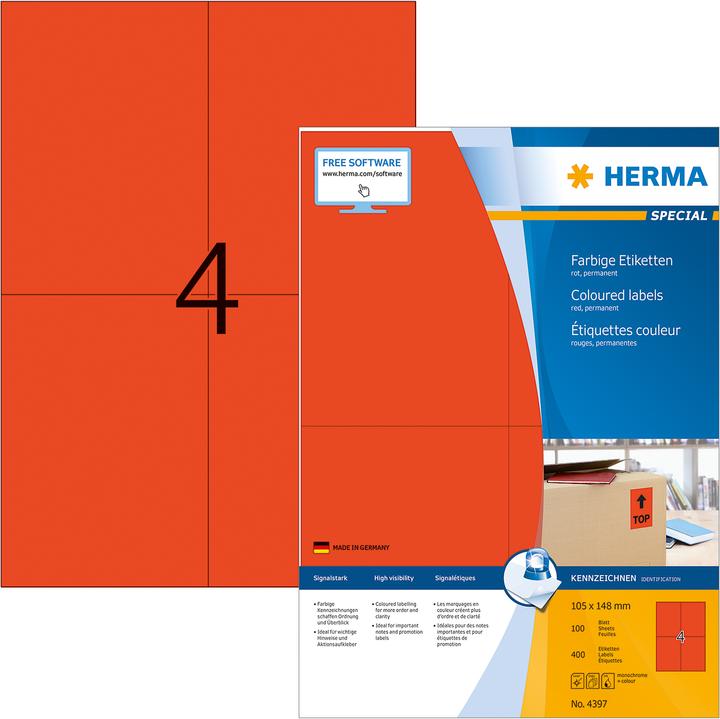 Produktbild HERMA Farbige Etiketten A4