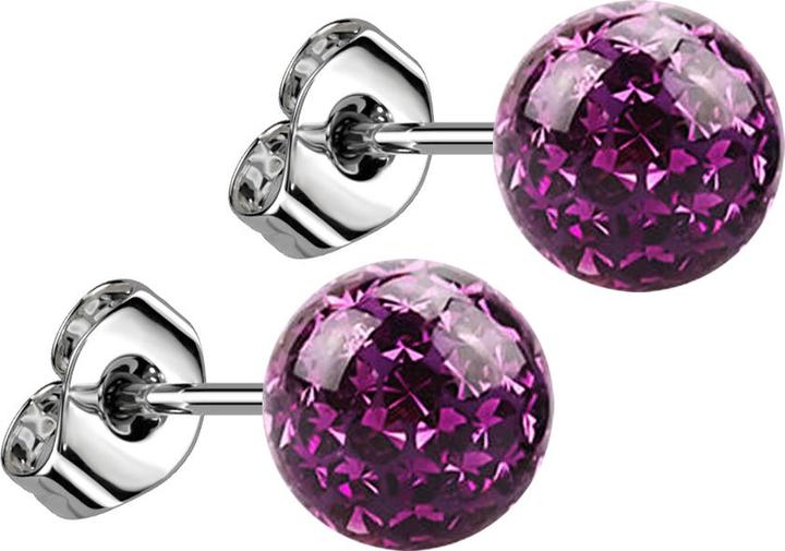 Star Piercing Ohrstecker silber mit Kristall Kugel violett Epoxy Schutzschicht (ohne Messing, Chirurgenstahl 316L)