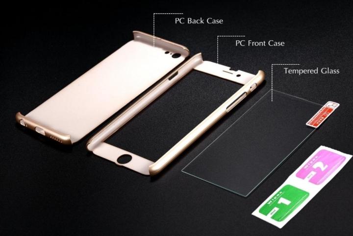 Image du produit Floveme Étui en verre blindé 360 degrés pour iPhone 6/6S Protection intégrale (1 pièce(s), Apple iPhone 6s)