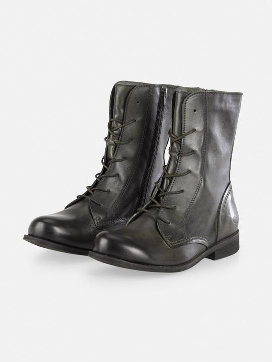 Felmini Wide Fit W103 Schnürstiefel aus echtem Leder, mit Innenreissverschluss und niedrigem Absatz.