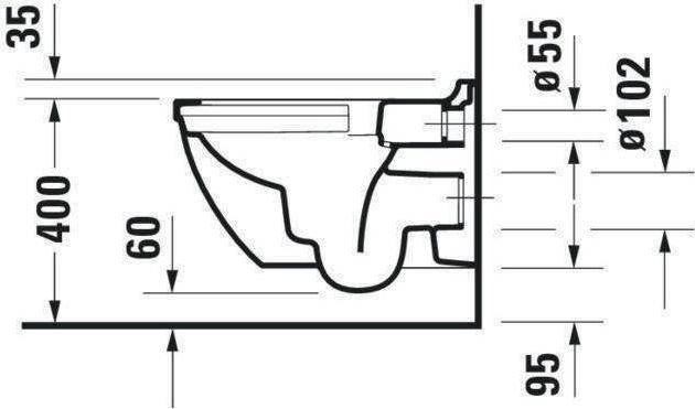 Produktbild Duravit Wand-WC STARCK 3 RIMLESS tief, 360x540mm weiss WG