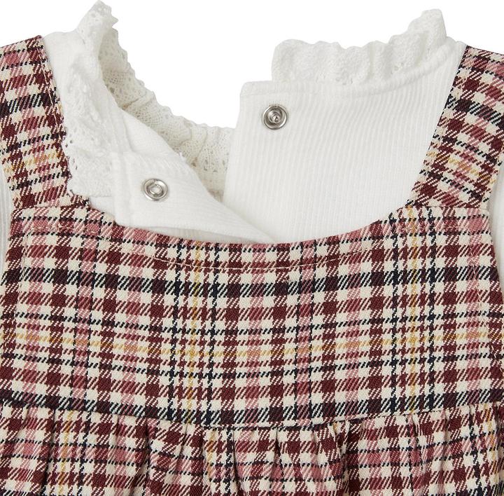 Immagine prodotto Vertbaudet Set da bambina: bavaglino a scacchi, maglietta e fascia per capelli (68)