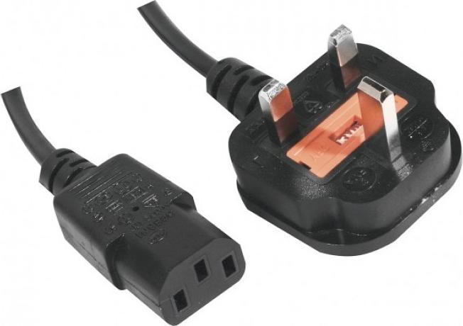 Actual product image Tecline Mains connection cable England, plug to IEC socket, black, 1.8 m Mains connection cable for large (1.50 m)