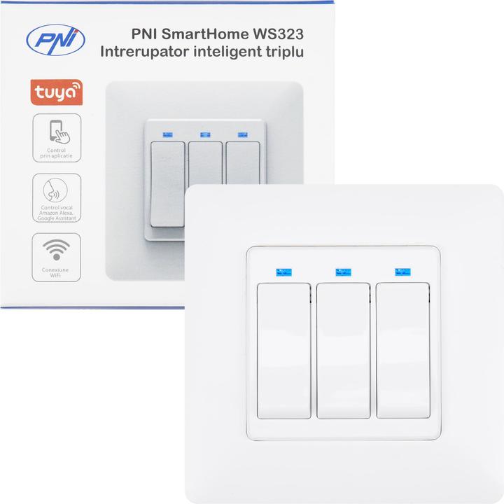 Produktbild PNI SmartHome WS323 Dreifach-Smart-Schalter zur Internet-Lichtsteuerung, kompatibel mit der TuyaSmar