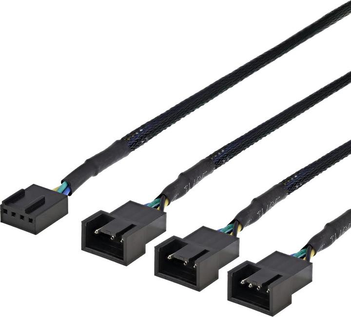 Deltaco Splitter for PWM flat 4-pin to 3x4-pin ho svart (0.30 m)
