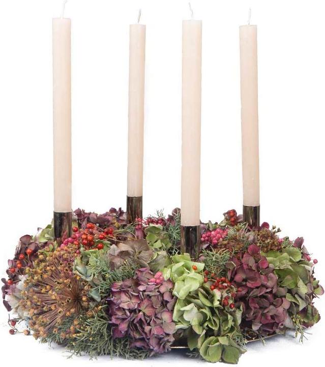 Immagine prodotto VEG and the City Corona d'Avvento di fiori secchi semplice - Candele Avorio (40 cm)