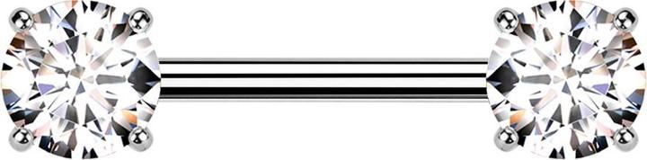 Actual product image Star Piercing Barbell Threadless silver with two crystals set in silver (Titanium G23, without brass)