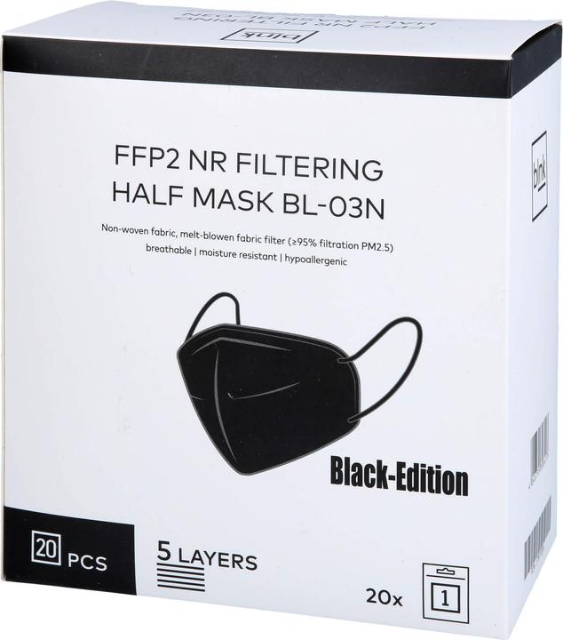 Produktbild blnk Hygiene Mund-Nasen-Maske 20-Pack ** schwarz (FFP2, 20 x)