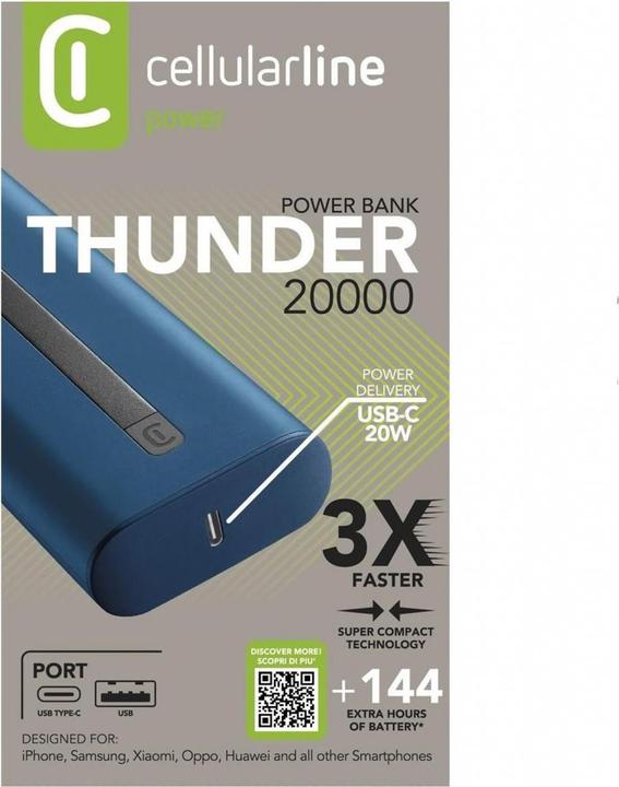 Produktbild Cellularline Thunder 20000 (20000 mAh, 20 W, 74 Wh)