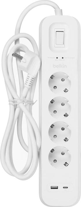 Produktbild Belkin Surgemaster Überspannungsschutz (4 x, USB-A, CEE 7/3, USB-C, 2 m)