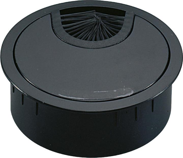 Image du produit Hettich Passe-câble avec brosse, Ø 60 mm, métal, noir mat (Trou de câble, 0.11 cm)