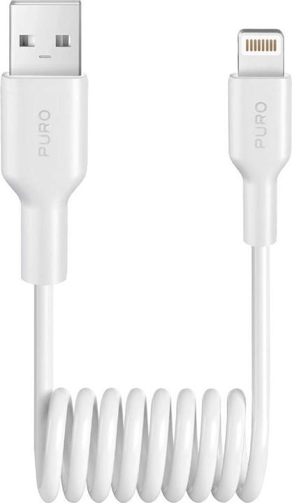 Produktbild Puro 12W USB-A - Lightning Spiralkabel 1m - Weiss (1 m, 12 W)