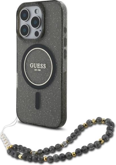Guess GUHMP16XHGCRELSK iPhone 16 Pro Max 6,9" czarny/czarny hardcase IML Glitter Con Cinturino Perla M