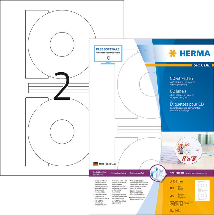 Image du produit HERMA Étiquettes CD A4