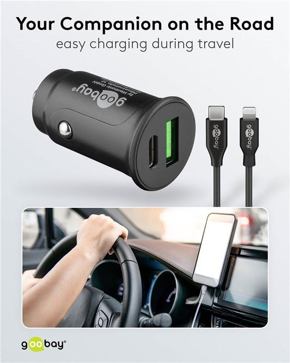 Actual product image Goobay Dual USB car fast charging set USB-C 27 W