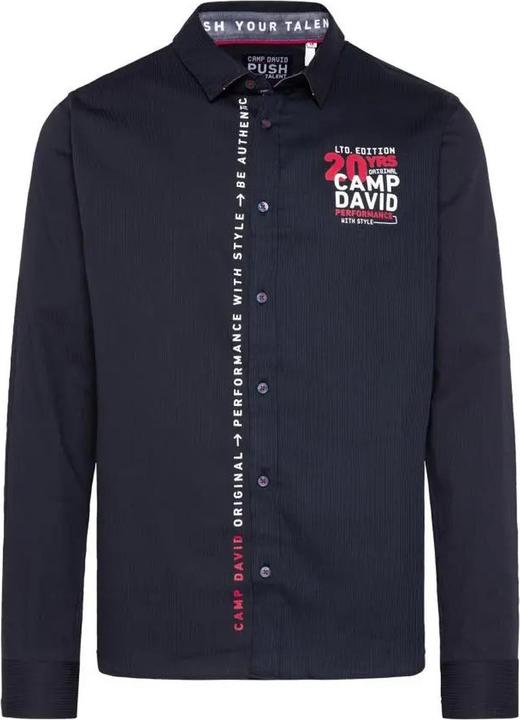 Produktbild Camp David Hemd Langarmhemd mit 1-Knopfmanschetten, Hemdkragen und Logo Print (M)