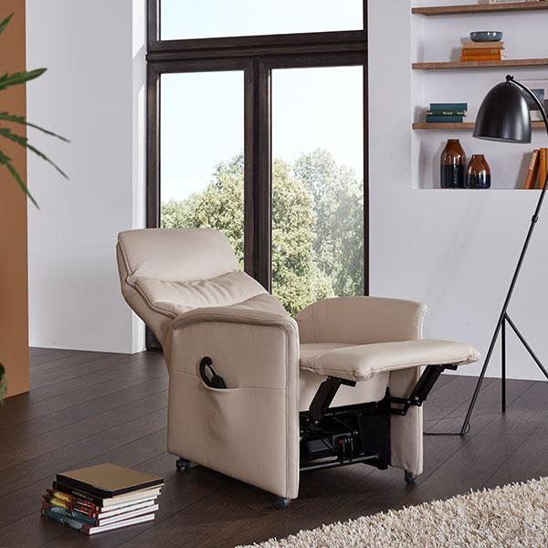 Image du produit Mirex Aufsteh-Ruhesessel Cumulus Quartett leder marmor hellbeige