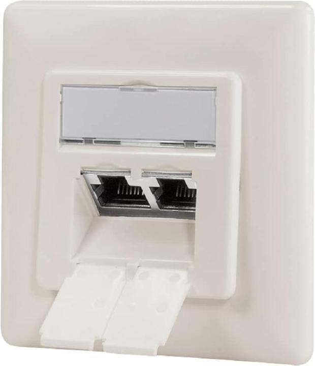 Produktbild LogiLink Cat.6A Netzwerkdose UP 2 x RJ45 geschirmt, reinweiss, senkrechte Kabelzuführung