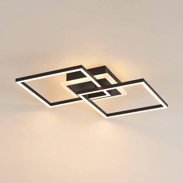 Produktbild Lindby LED-Deckenlampe Fjardo CCT Quadrate schwarz (1240 lm)