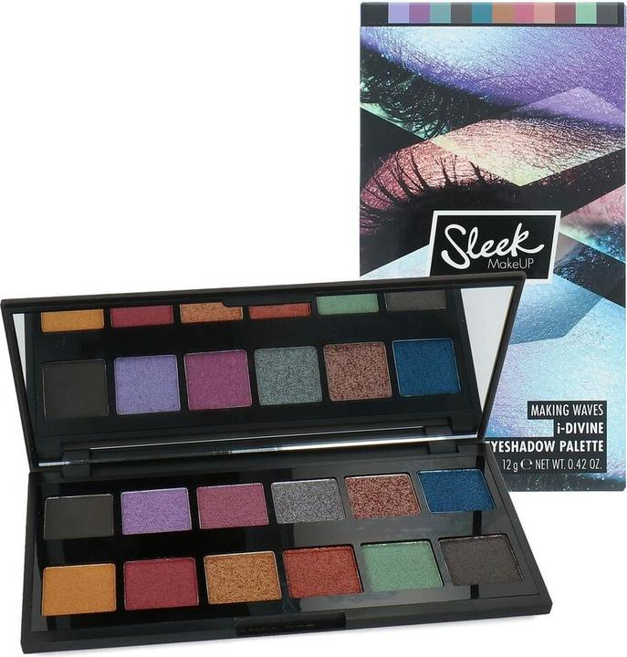 Actual product image Sleek MakeUP MakeUP i-Divine Eyeshadow Palette 12 Shades Matte Shimmer Foil Due-Chrome Blendable Highly Pigmented (Making Waves)