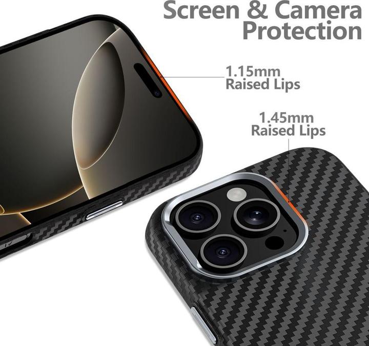 Actual product image 4Kom Ion Carbon MagSafe iPhone 16 Case - Black/Grey (Apple iPhone 16)