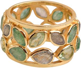 Natsumi Schmuck Ring Silber 925 vergoldet Quarz Tropfen (54, 925 Silber)