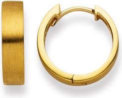 Natsumi Schmuck Klappcreolen Gelbgold 18K/750 Ø 14mm Flach Matt (750/18 K Gelbgold)