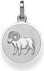 Immagine prodotto Natsumi Schmuck Ciondolo Zodiaco Ariete in oro bianco 18K/750 rotondo con angelo (Oro bianco 750/18 K)
