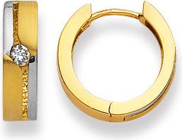 Produktbild Natsumi Schmuck Klappcreolen Bicolor Gold 18K/750 mit Zirkonia (750/18 K Gelbgold, 750/18 K Weissgold)
