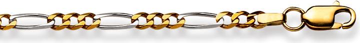 Natsumi Schmuck Armschmuck Gelb/Weissgold 18K/750 Figaro 2.9mm (19 cm, 750/18 K Gelbgold, 750/18 K Weissgold)