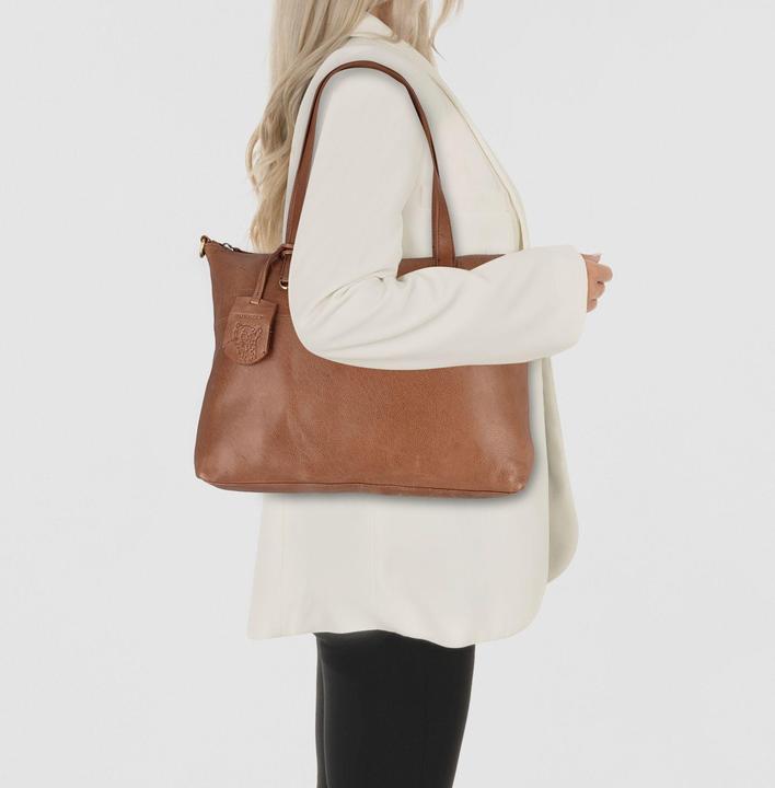 Immagine prodotto Burkely Borsa shopper Norah naturale in pelle con scomparto per laptop da 36 cm (10 l)