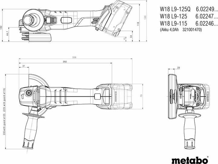 Image du produit Metabo Meuleuse d'angle sans fil W 18 L 9-115 (115 mm)