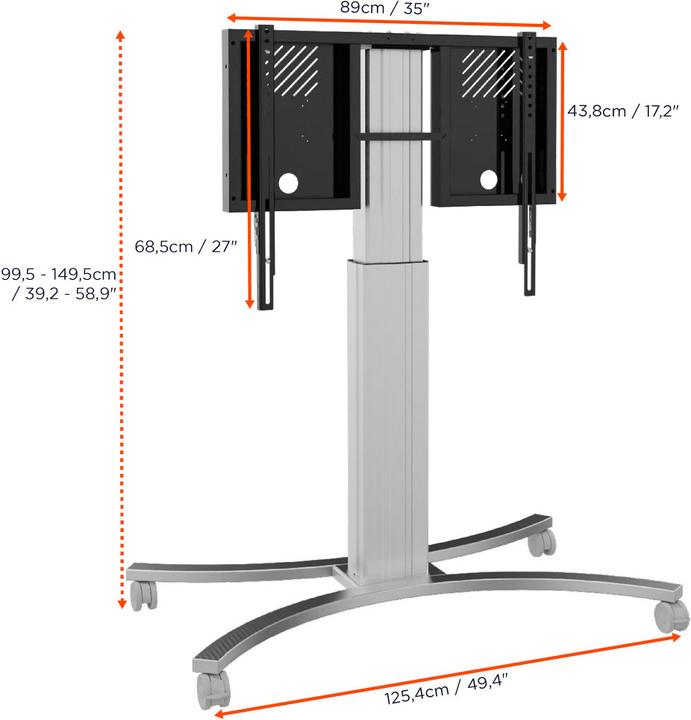 Produktbild Celexon Expert elektrisch höhenverstellbarer Display-Rollwagen Adjust-4286MS - 50cm (86", 136 kg)