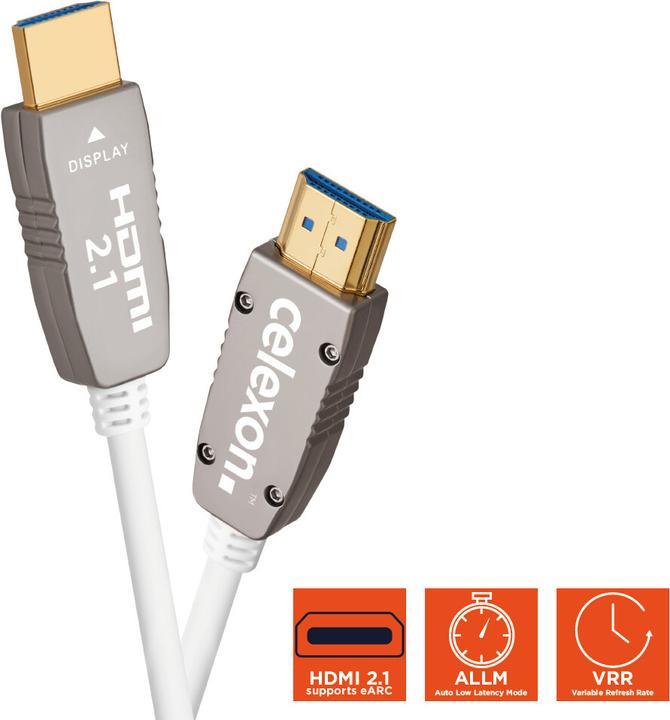 Image du produit Celexon Câble UHD Optical Fibre HDMI 2.1 8K Active 10m, blanc (10 m, HDMI)