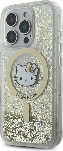 Actual product image Hello Kitty HKHMP16XLGDIH iPhone 16 Pro Max 6.9" biały złoty/white gold hardcase Liquid Glitter Fe (Apple iPhone 16 Pro Max)