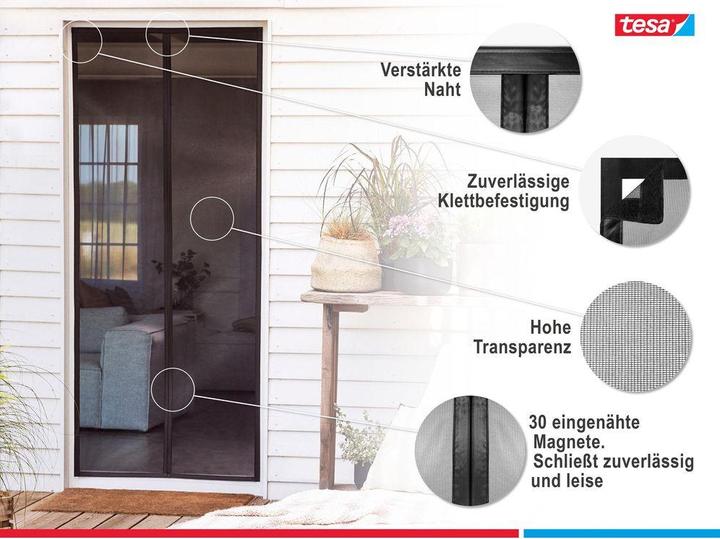 Produktbild tesa Insektenschutz Magnetvorhang für Balkon- und Terrassentüren, selbstschliessend, Montage ohne Bohren (80 x 200 cm)