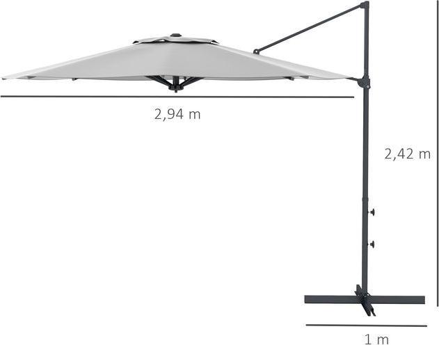 Produktbild Swisshandel24 Ampelschirm mit Kurbel drehbar Metall, Dunkelgrau ca. 300 cm (2.94 m)