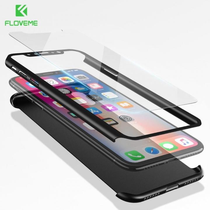 Actual product image Floveme 360 degree bulletproof glass case iPhone XS all-round protection (1 Piece, Apple iPhone XS)