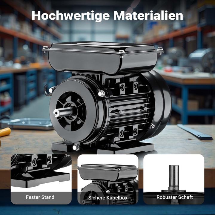 Produktbild Wiltec Elektromotor 1-phasig 4-polig Elektro Motor 0,55kW Einphasenmotor Motor