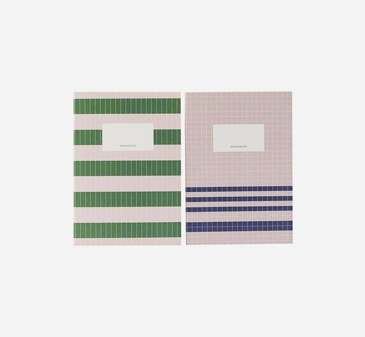 Produktbild Monograph Notizbuch 21 x 14.8 cm, 2er Set, Nude/Grün (A5, Liniert, Harter Einband)